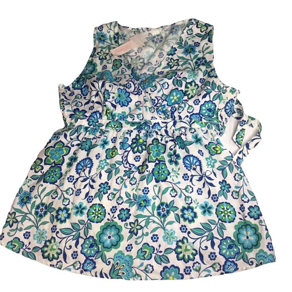 NWT Motherhood Maternity Linen  Sleeveless Cross Tank Top Floral Blue Size XL - Picture 1 of 12